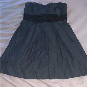 Strapless Jean style Dress with Black Bow